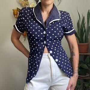 Vintage polka dot short sleeve button down